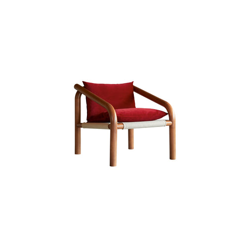 Tikamoon Fauteuil van massief eikenhout en rood fluweel - Rood