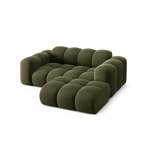 Cosmopolitan Design - Rechter hoekbank Treno 2-zits, flueel groente - 164x180x70cm