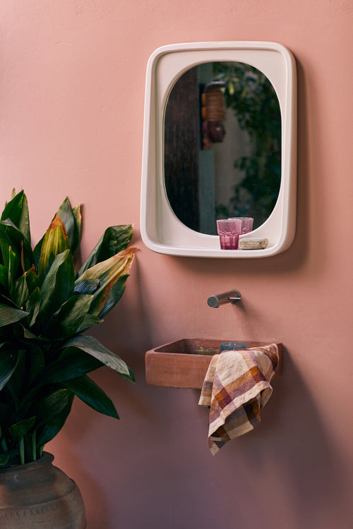 HKLIVING spiegel Curve – eggshell – glossy