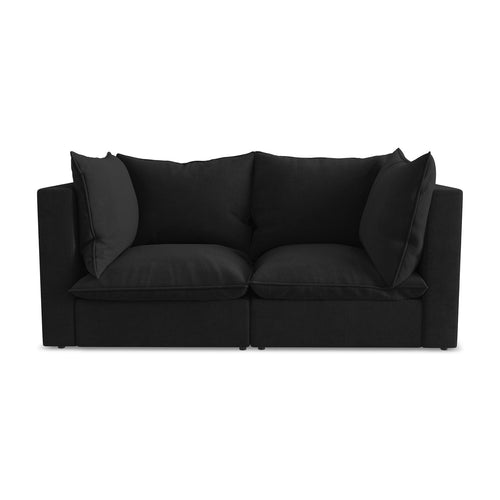 LaMiaSofa Tweezits modulaire bank Ravenna - textuurstof - zwart - 180x90x77