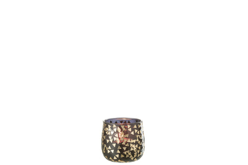 J-Line kaarshouder Driehoek - glas - zwart/goud - small - 4 stuks