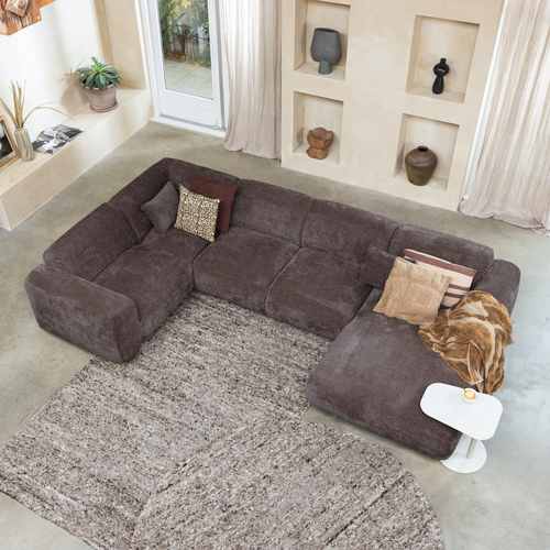 WOOOD hoekbank links Cloud Cloud - Chenille - Warm Bruin - 80x345x198 cm - vtwonen shop