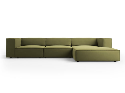 Cosmopolitan Design rechter hoekbank Arendal 4-zits, flueel, lichtgroen - 166x284x70cm