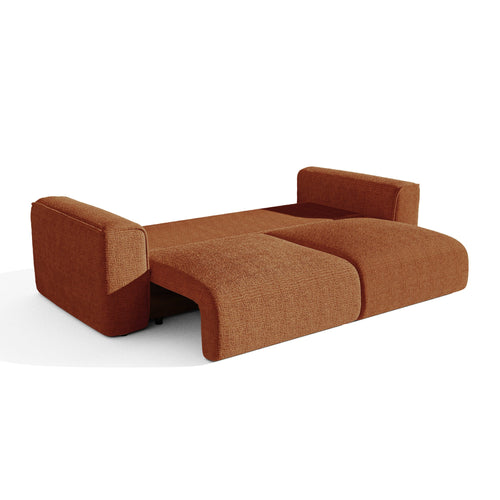 Premium Interiors - Slaapbank met opbergruimte COMO - zacht aanvoelende geweven stof terracotta 254cm
