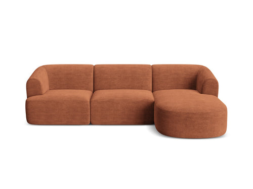Cosmopolitan Design Modulaire hoekbank rechts Campi 4-zits, ribfluwelen terracotta - 156x256x70cm