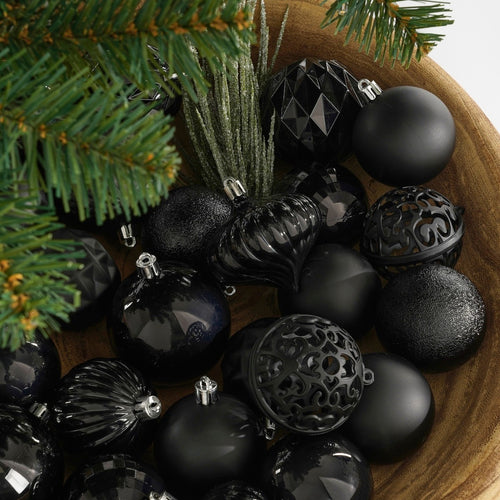 Mica Decorations Kerstballen Set - 60 Stuks - Ø7 cm - Onbreekbaar - Zwart