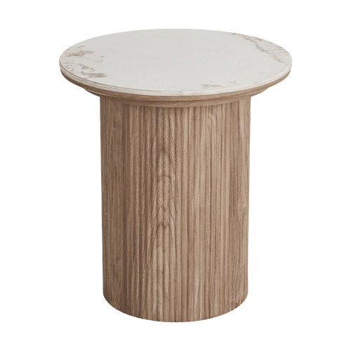 Artichok Ronda Bijzettafel Met Keramiek Blad Bruin Ø 45 cm