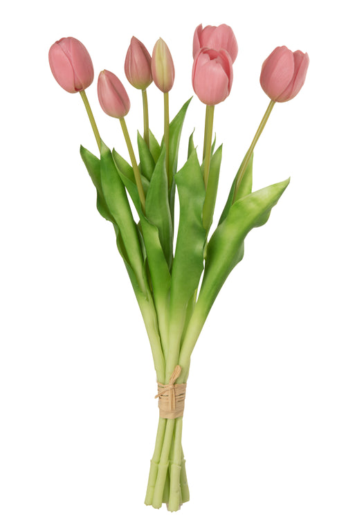 J-Line boeket Tulpen 7 Stuks - kunststof - roze - large - vtwonen shop