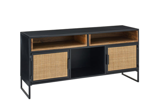 J-Line tv-meubel Rieten Panelen - hout - zwart/naturel