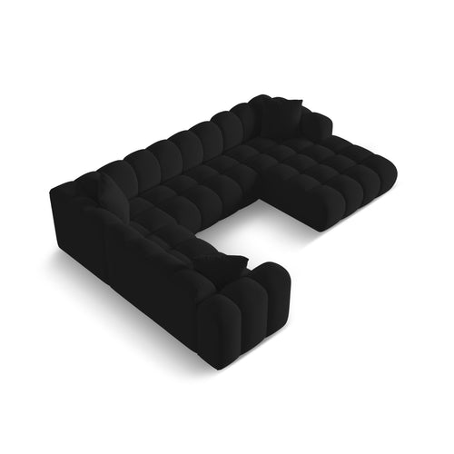 Cosmopolitan Design - Panoramische hoekbank links Treno 4-zits, flueel zwart - 240x330x70cm