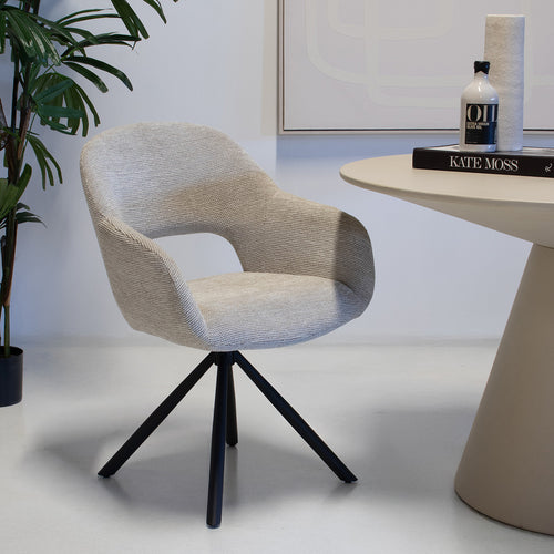 DÉJA Living Eetkamerstoel Livia - Taupe - Draaibaar - Set van 2 - vtwonen shop