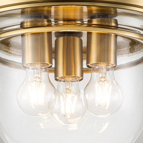 Elstead Quoizel Whistling Bowl Semi Flush Plafondlamp Geborsteld Messing, IP44