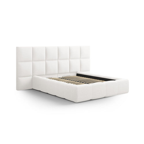 Cosmopolitan Design - Opbergbed met hoofdeinde Livigno 200x180cm structurele stof wit - 230x300x125cm