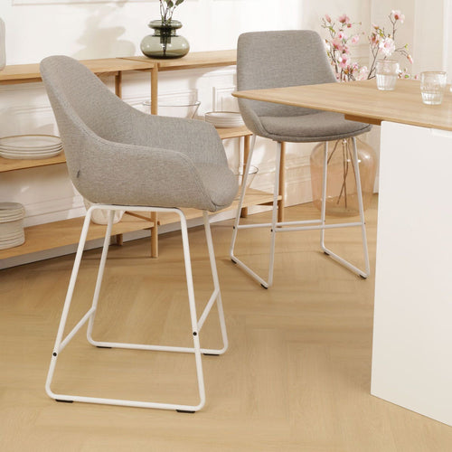 Nolon Nino-Mae Barkruk Warm Grijs - met Armleuning - Wit - 75 cm - vtwonen shop