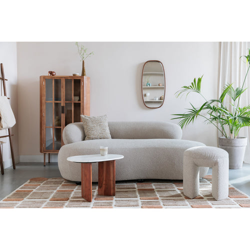 Housecraft Living Noxx Kruk/ Poef Teddy stof Beige - vtwonen shop