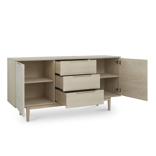 Furnhouse 3-deurs dressoir Kerteminde - Witte olie - MDF, eikenfineer - 45x160x80
