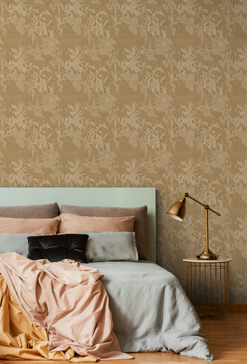 ESTAhome behang tropische bladeren okergeel - 50 x 900 cm - 139893 - vtwonen shop