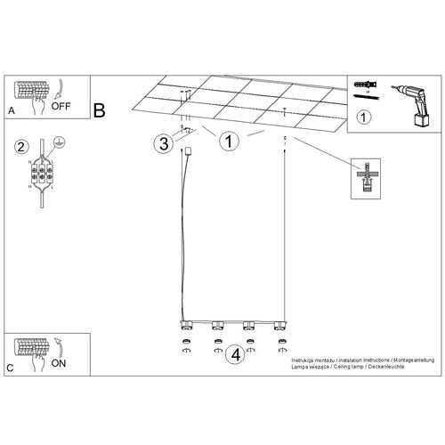 Sollux Lighting Kroonluchter OVIO 4 azuurblauw Gx53 - 122x12x208cm