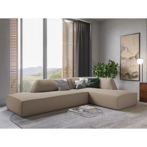 Cosmopolitan Design - Modulaire hoekbank rechts Siena 4-zits, structurele stof donkerbeige - 180x273x69cm