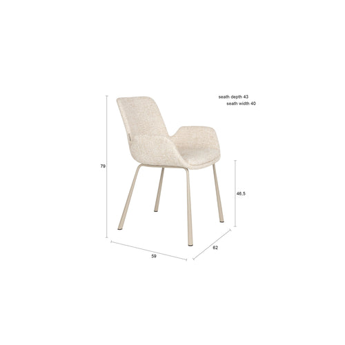 Zuiver Brit Eetkamerstoelen Armleuning Beige - Set van 2