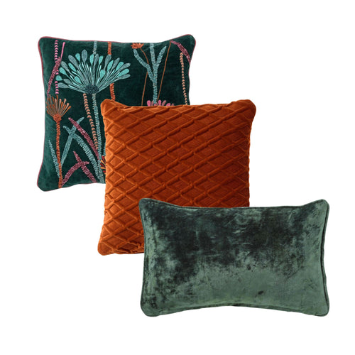 HOII VOORDEELSET FLOWER GREEN - Set van 3 sierkussens - Mountain View - groen - vtwonen shop