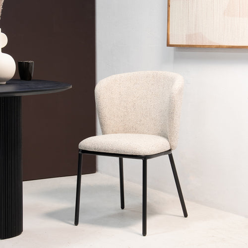 Giga Meubel Eetkamerstoel Frits - Stof - Beige - Set van 2