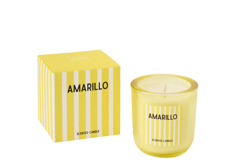 J-Line geurkaars Amarillo - Citrus Sense - polyresin - was/geel - small