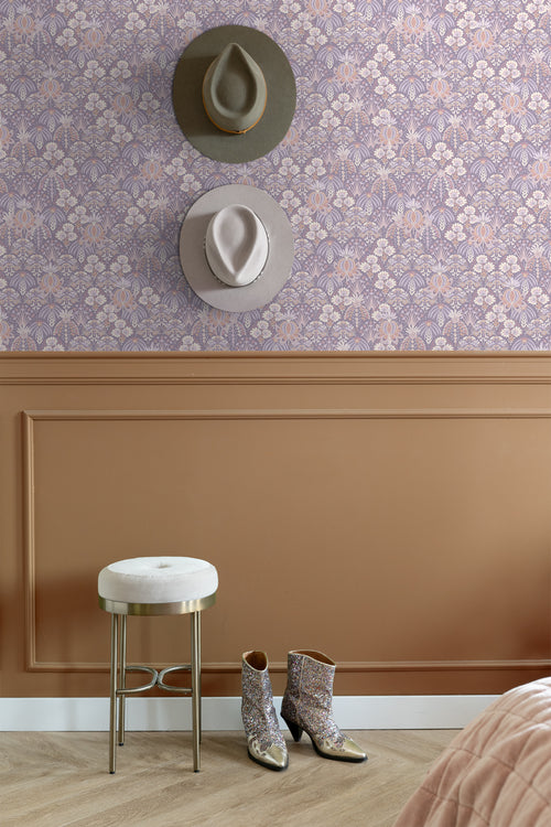 ESTAhome behang vintage bloemen in art nouveau stijl lila paars - 50 x 900 cm - 130970 - vtwonen shop