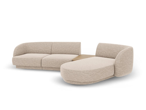 Micadoni Rechte modulaire bank Miley 3-zits, chenille, beige - 178x303x70cm