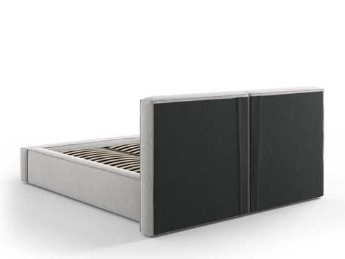 Cosmopolitan Design Opbergbed met dubbel hoofdbord Arendal 140x200cm, structurele stof, lichtgrijs - 228x194x97.5cm