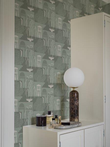 Borastapeter behang mediterrane huisjes groen - 53 cm x 10.05 m - 660853