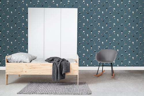 ESTAhome behang voetbalspelers donkerblauw - 50 x 900 cm - 131556