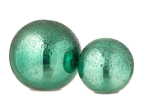J-Line decoratie Bal Gekraakt - glas - groen - large - LED - vtwonen shop