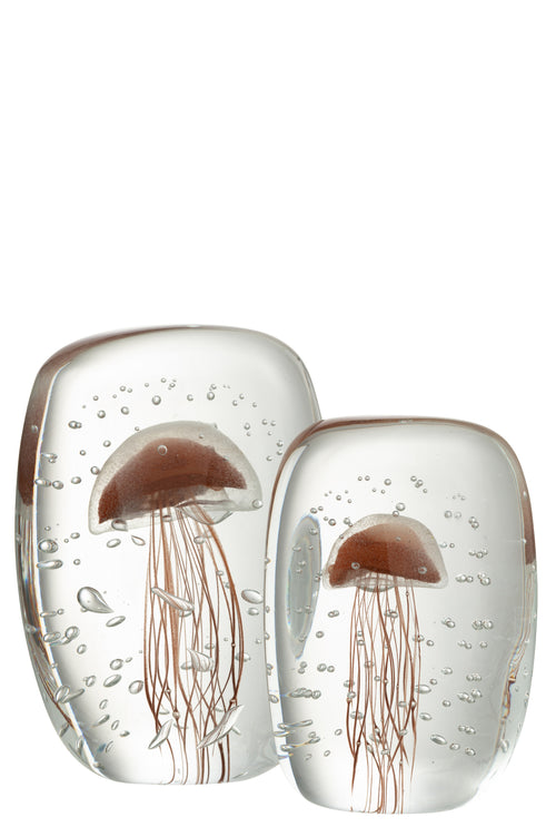 J-Line presse-papier Calypso Vierhoek - glas - transparant/bruin - large