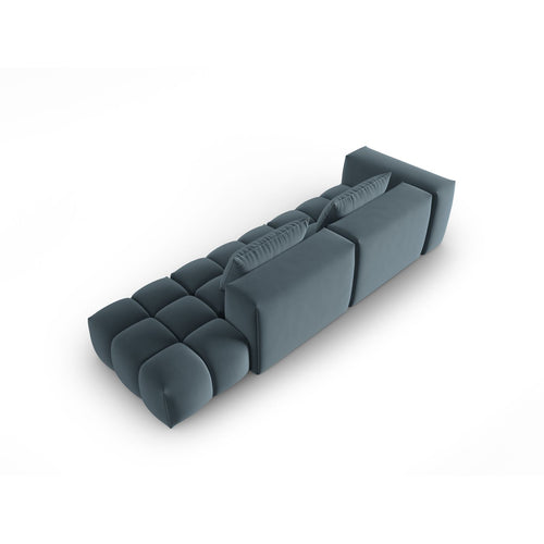 Cosmopolitan Design - Rechte modulaire bank Verona 4-zits, flueel pastelblauw - 85x265x70cm