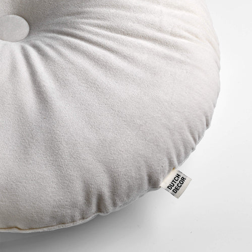 OLLY - sierkussen Ø38 cm - rond velvet - Snow White - wit