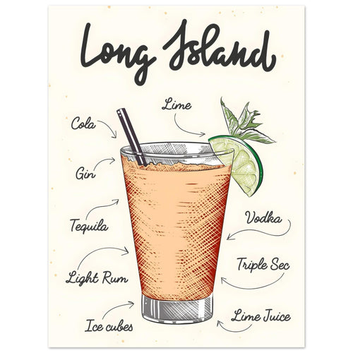 Artfulprints  Long Island cocktail – Illustratie   poster 30x40 cm - vtwonen shop