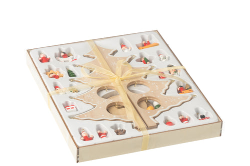 J-Line decoratie kerstboom + figuurtjes plooiend - hout - naturel - vtwonen shop