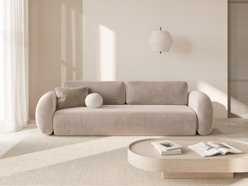 Cosmopolitan Design Slaapbank met opbergdoos Tonale 3-zits, flueel beige amandel - 105x262x88cm