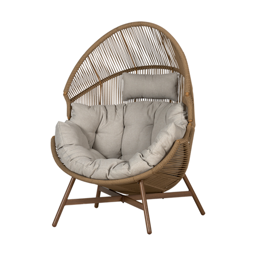 Lisomme Ayla Rattan Tuin Loungestoel Beige - Met Zitkussens - vtwonen shop