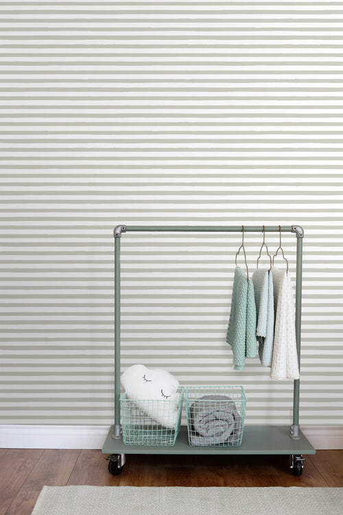ESTAhome behang geschilderde strepen donker beige en wit - 53 cm x 10.05 m - 138968