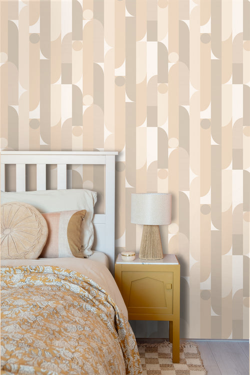 ESTAhome behang geometrische vormen beige - 50 x 900 cm - 131056 - vtwonen shop