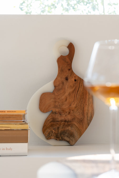 J-Line snijplank Modern - hout/epoxyhars - naturel/wit