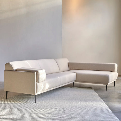 Tikamoon Hoekbank rechts in ecru stof 270 x 180 cm - Beige