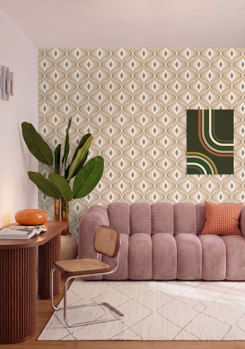 ESTAhome behang retro ornamenten beige en bruin - 50 x 900 cm - 130985