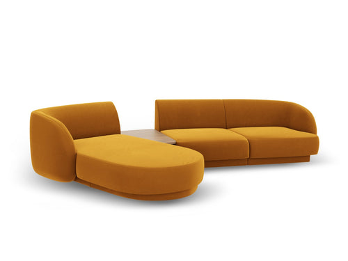 Micadoni linker modulaire bank Miley 3-zits, flueel, geel - 178x303x70cm