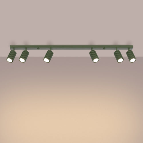 Sollux Lighting Plafondlamp KARBON 6L olijfgroen - 117x6,5x16,5cm