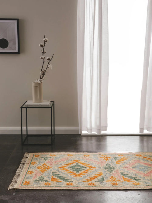 benuta handgeweven kelim Zohra - veelkleurig/beige - 80x200 cm