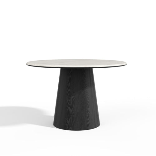 Premium Interiors - Eettafel VERO - multiplex en marmer wit marmer en zwart hout 120cm