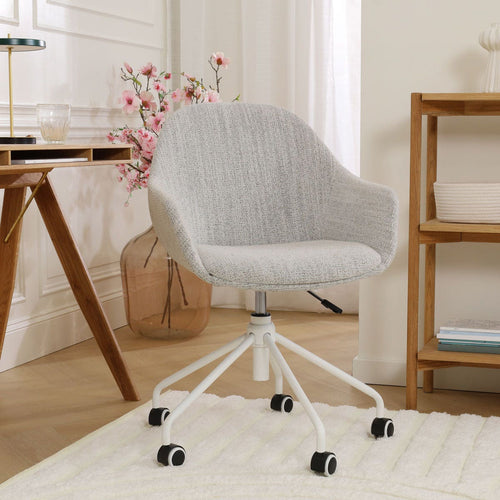 Nolon Nout-Mae Bureaustoel Beige Gemêleerd- Armleuning - Wit Onderstel - vtwonen shop